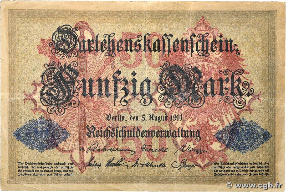 50 Mark GERMANY  1914 P.049b VF+