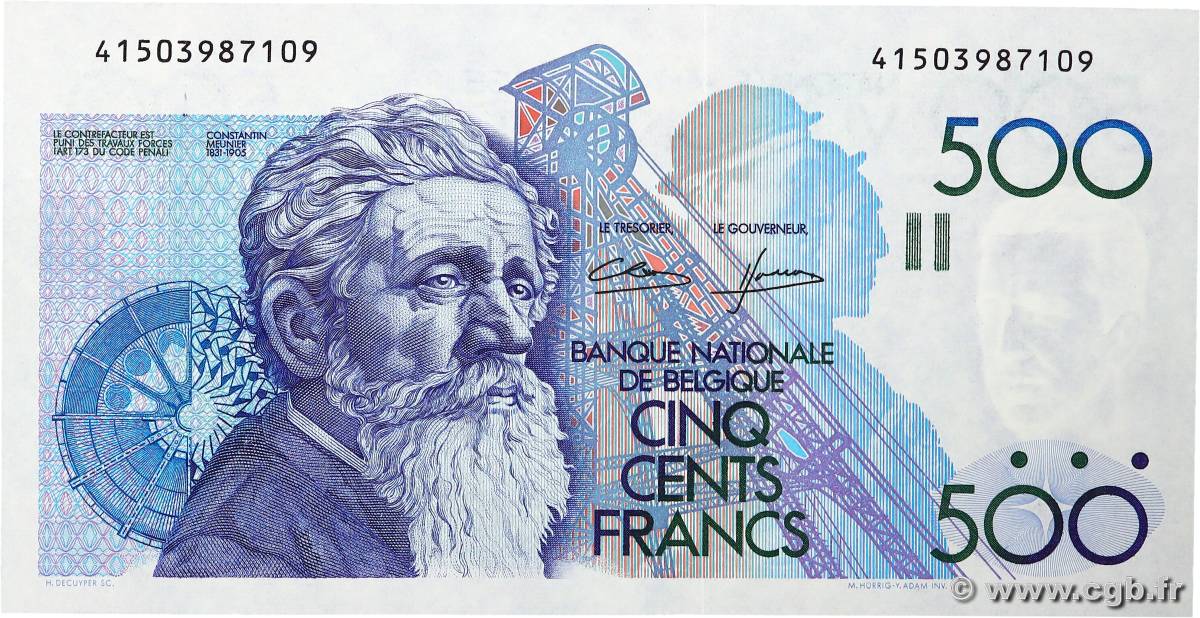 500 Francs BÉLGICA  1982 P.143 SC+