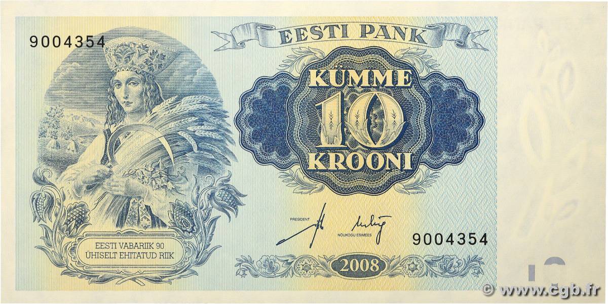 10 Krooni Commémoratif ESTONIA  2008 P.90 UNC