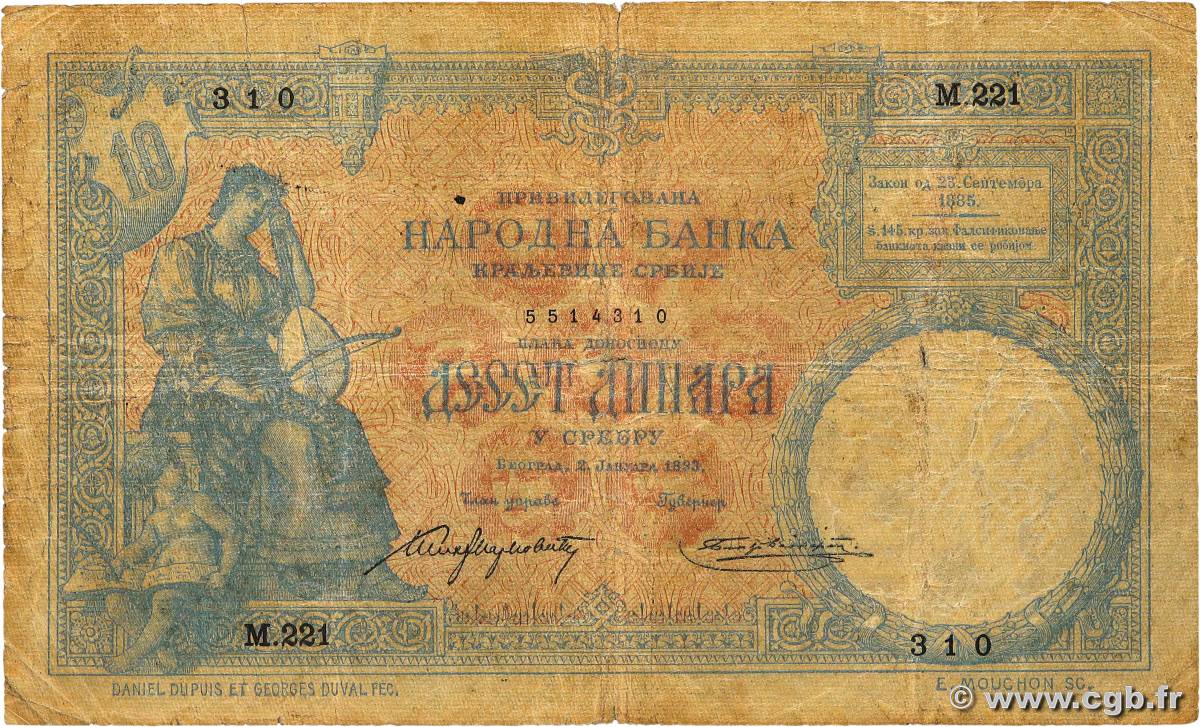 10 Dinara SERBIA  1893 P.10a q.MB