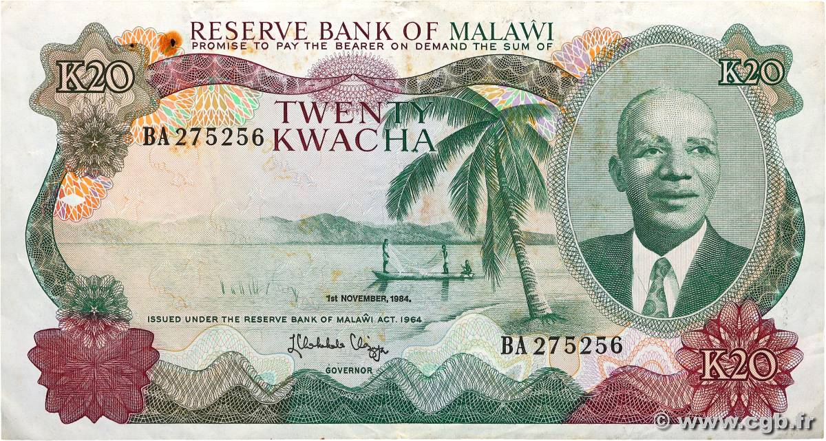 20 Kwacha MALAWI  1984 P.17b VF