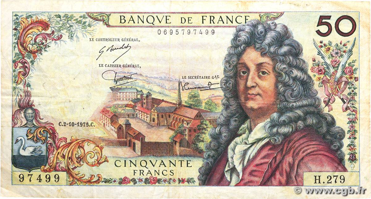 50 Francs RACINE FRANCIA  1975 F.64.31 RC+