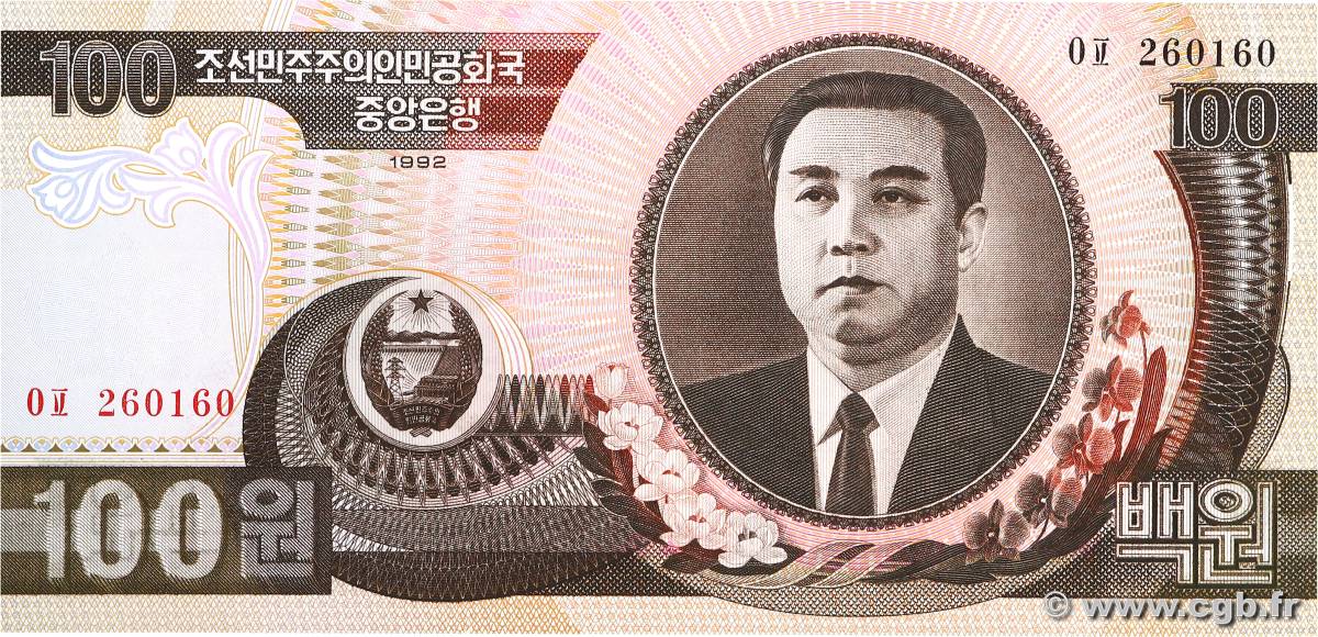 100 Won CORÉE DU NORD  1992 P.43a NEUF