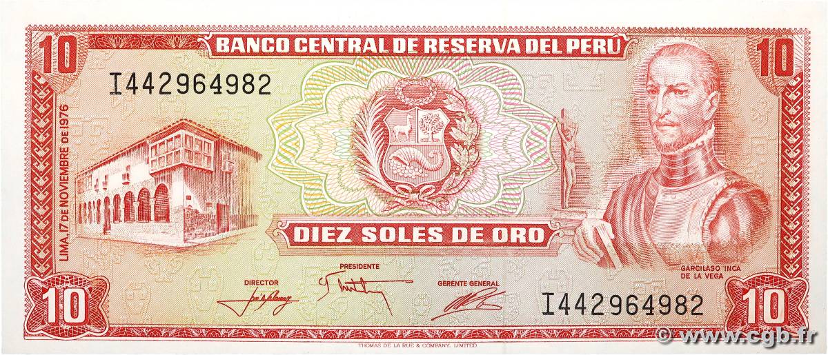 10 Soles de Oro PERU  1976 P.112 FDC