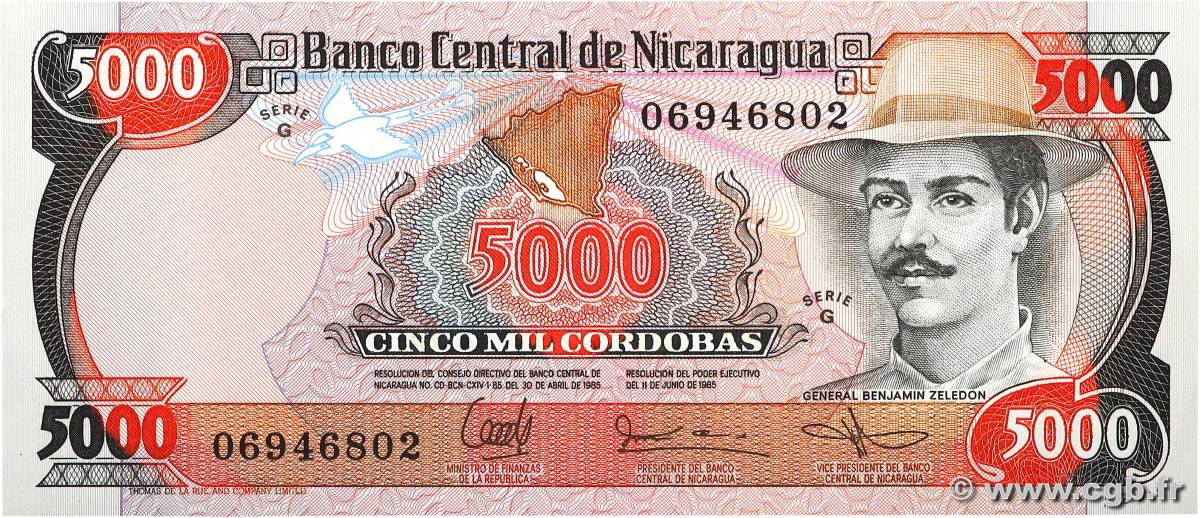 5000 Cordobas NICARAGUA  1987 P.146 NEUF
