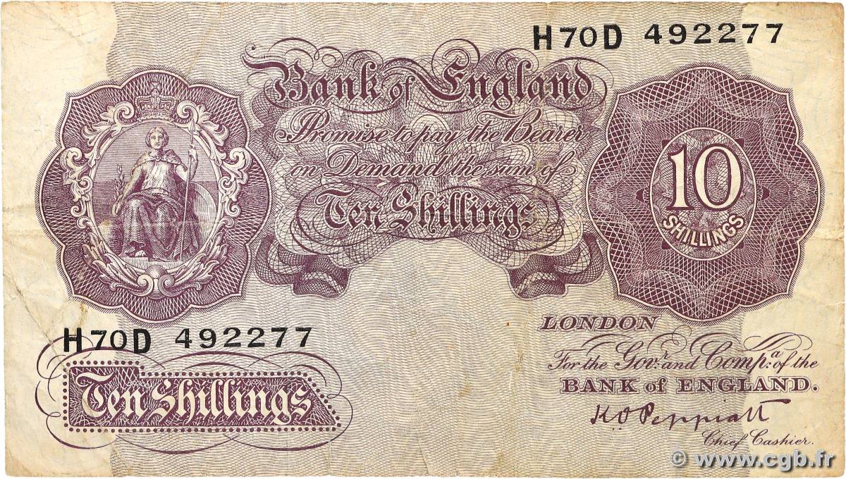 10 Shillings ENGLAND  1940 P.366 VG