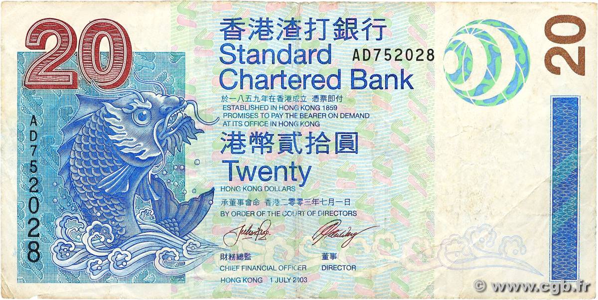 20 Dollars HONG-KONG  2003 P.291 BC