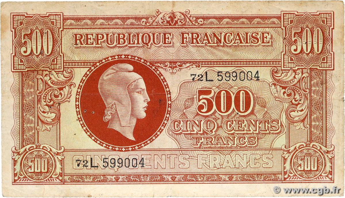 500 Francs MARIANNE fabrication anglaise FRANCE  1945 VF.11.01 VG