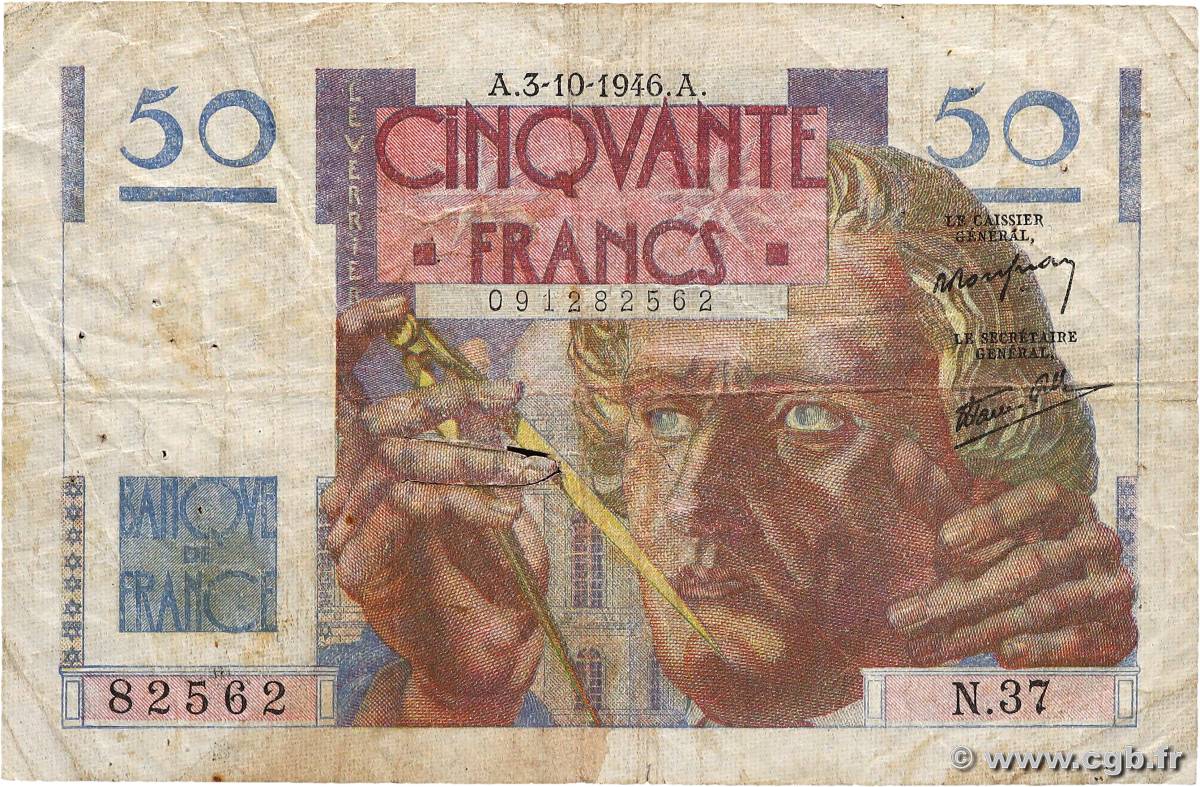 50 Francs LE VERRIER FRANCE  1946 F.20.06 TB