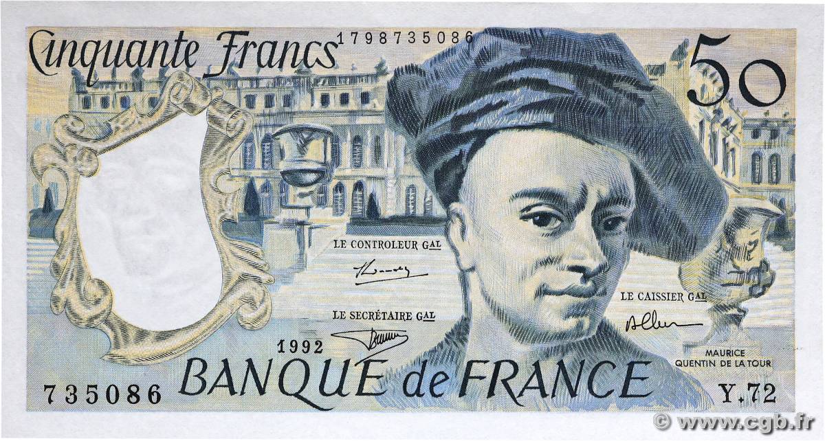 50 Francs QUENTIN DE LA TOUR FRANKREICH  1992 F.67.18 fST+