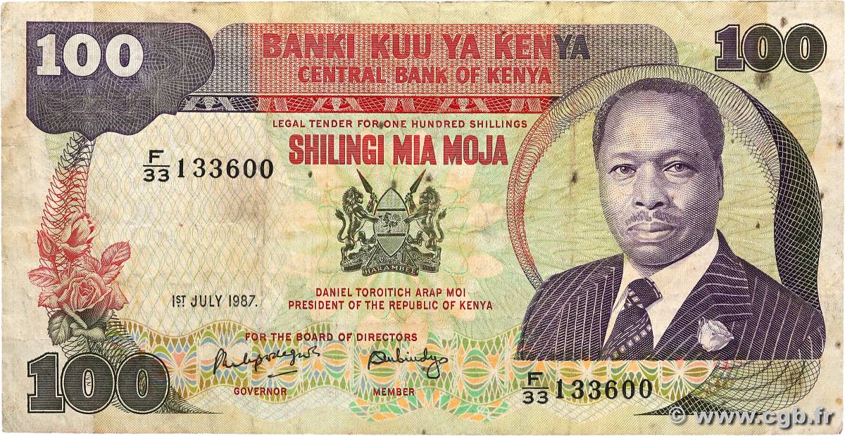 100 Shillings KENYA  1987 P.23e F