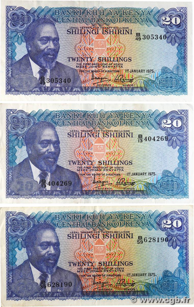 20 Shillings Lot KENYA  1975 P.13b TTB+
