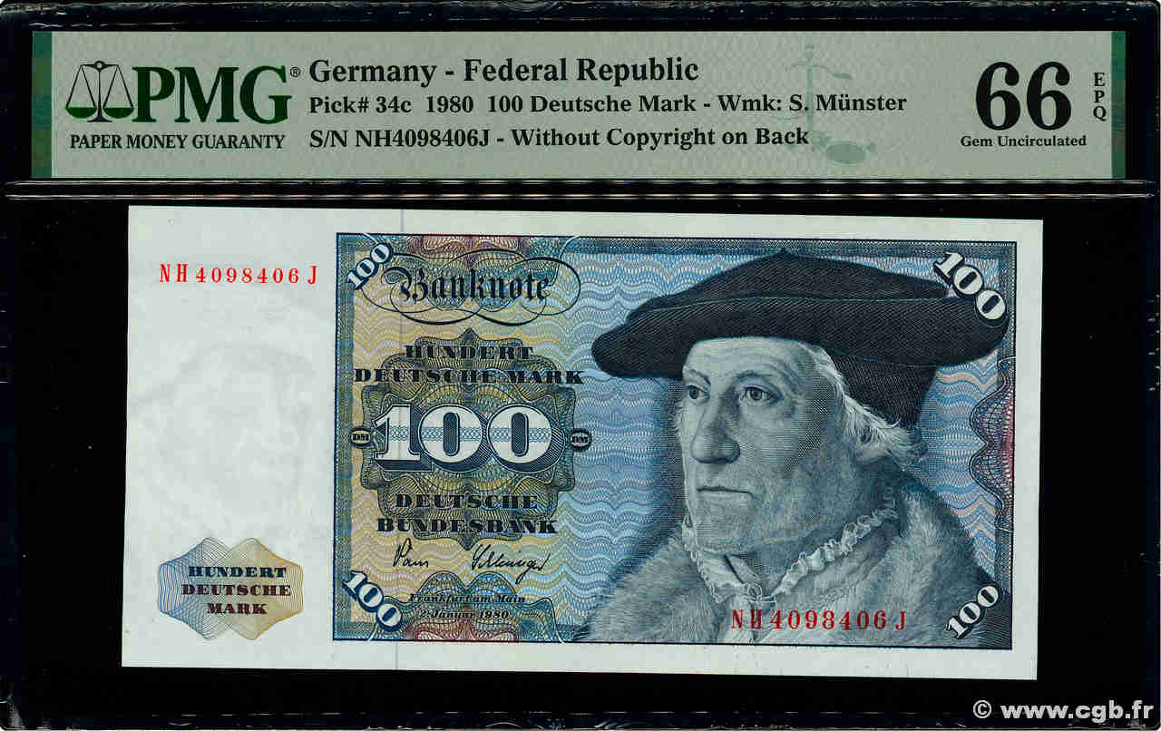 100 Deutsche Mark GERMAN FEDERAL REPUBLIC  1980 P.34 ST