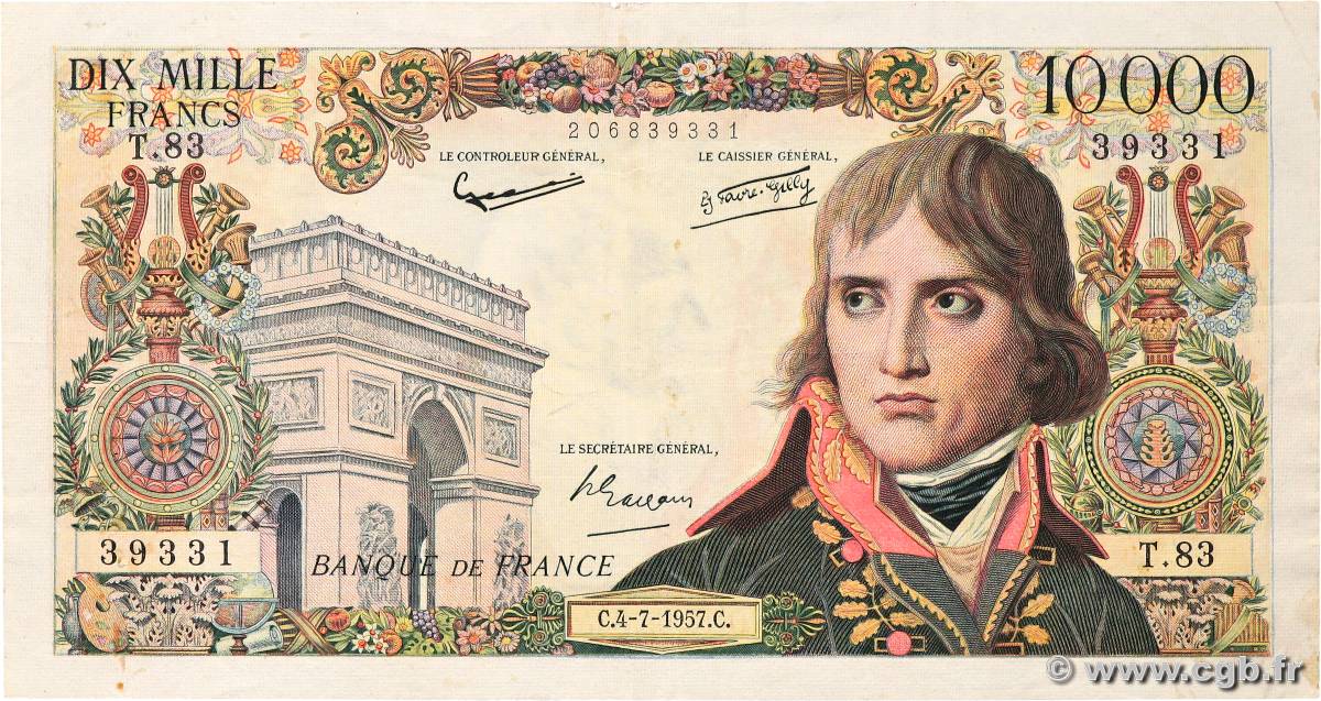 10000 Francs BONAPARTE FRANKREICH  1957 F.51.09 SS