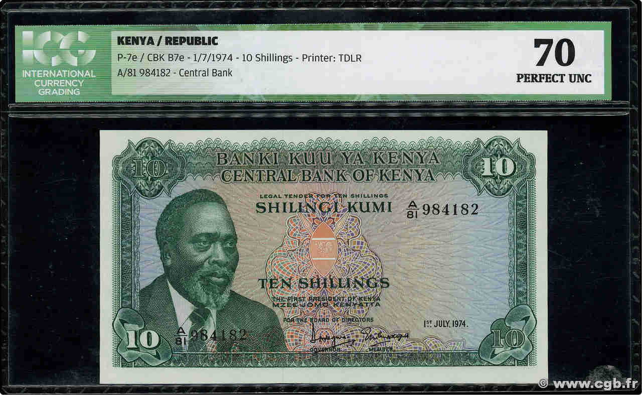 10 Shillings KENYA  1974 P.07e NEUF