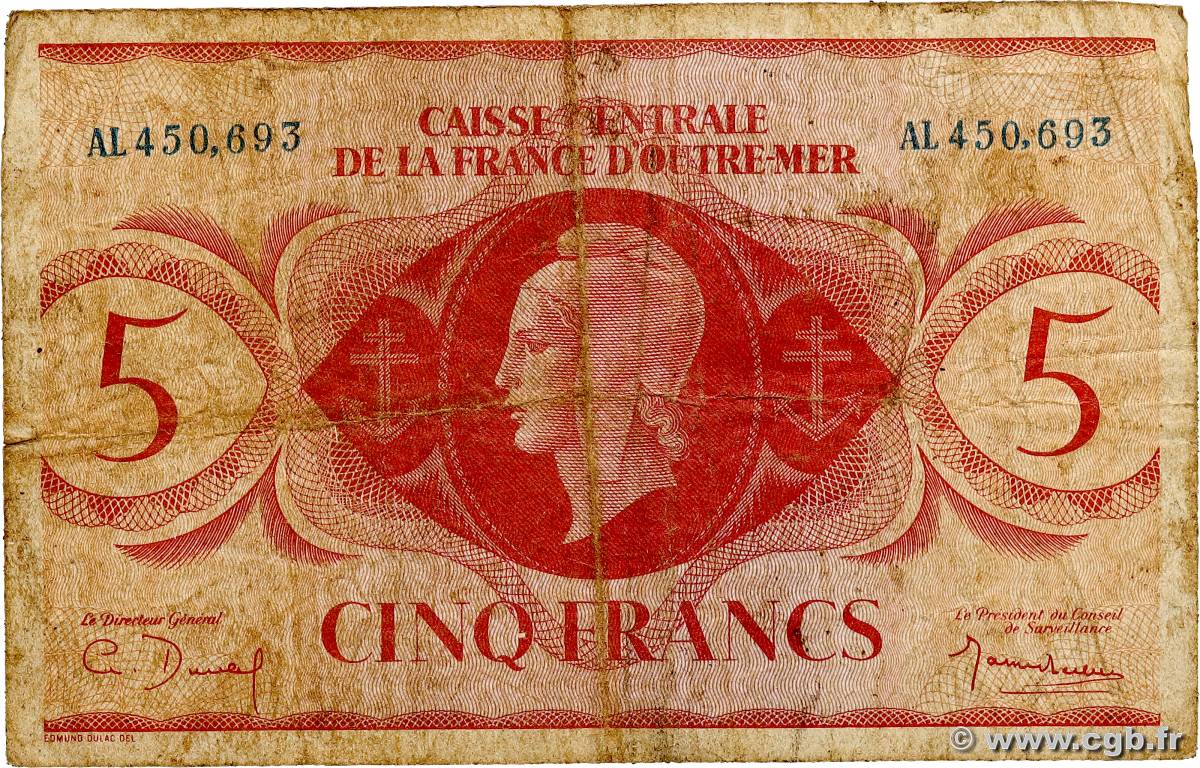 5 Francs AFRIQUE ÉQUATORIALE FRANÇAISE  1944 P.15a q.MB