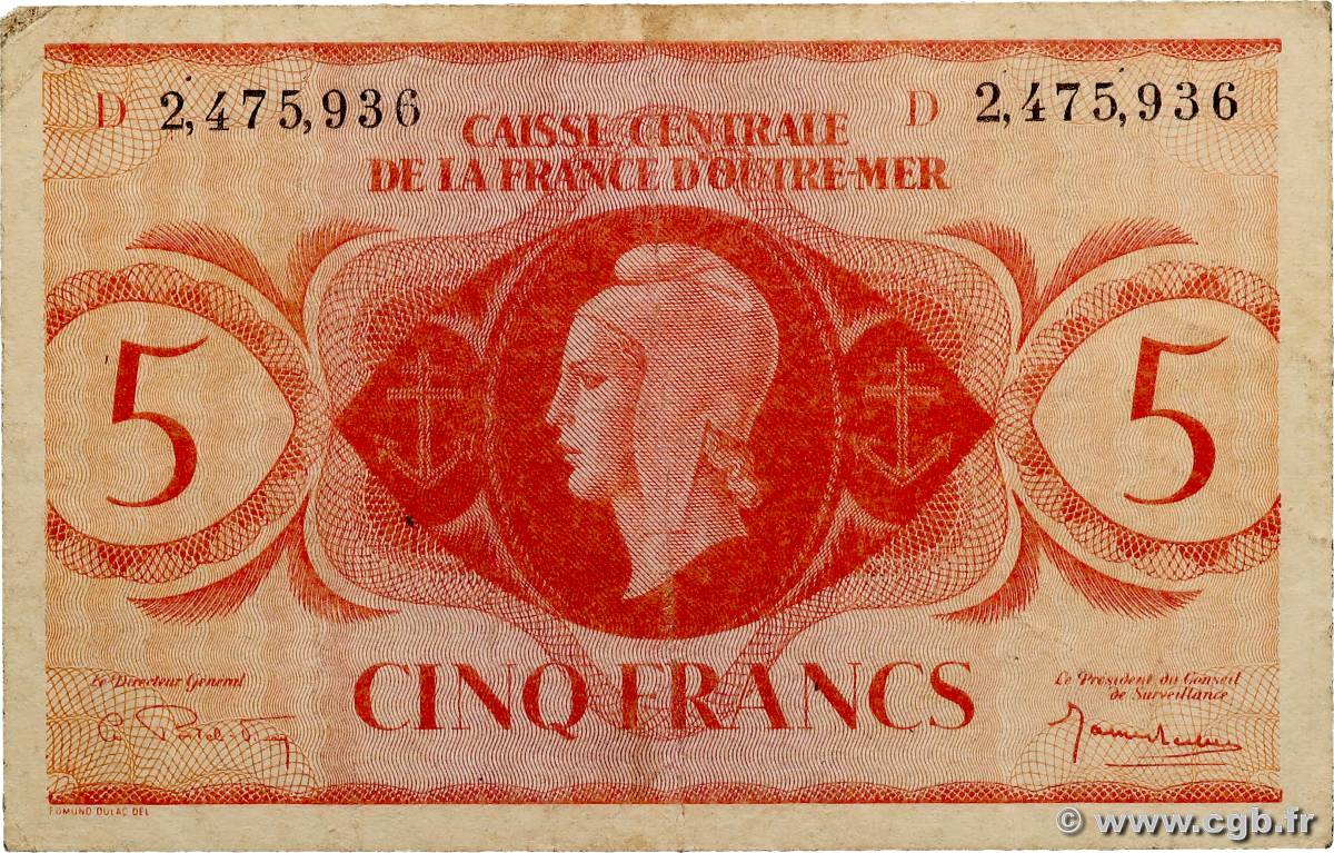 5 Francs AFRIQUE ÉQUATORIALE FRANÇAISE  1944 P.15g S