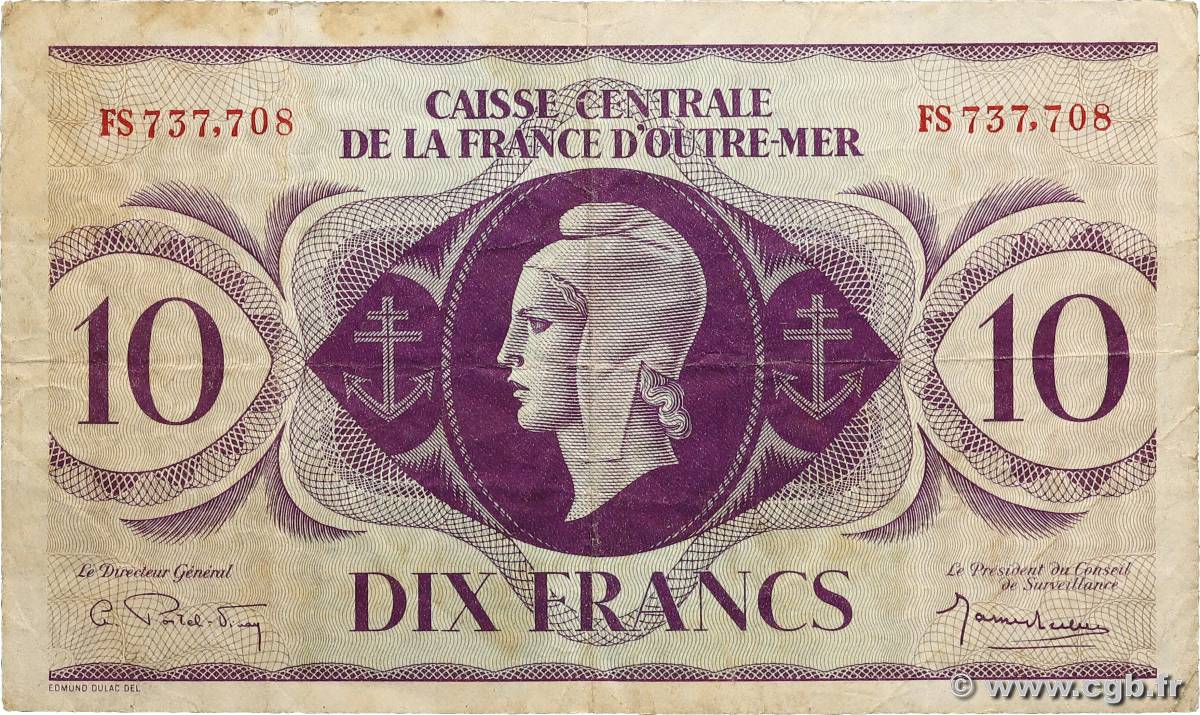 10 Francs AFRIQUE ÉQUATORIALE FRANÇAISE  1943 P.16b S