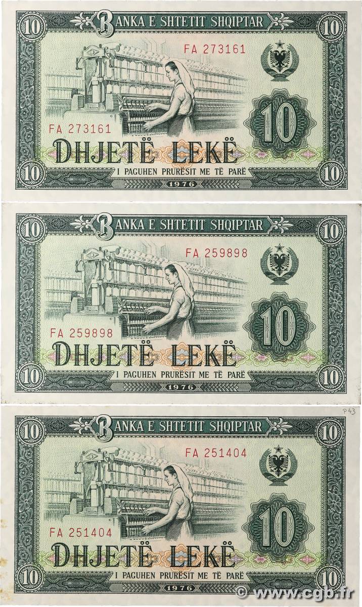 10 Lekë Lot ALBANIA  1976 P.43a AU