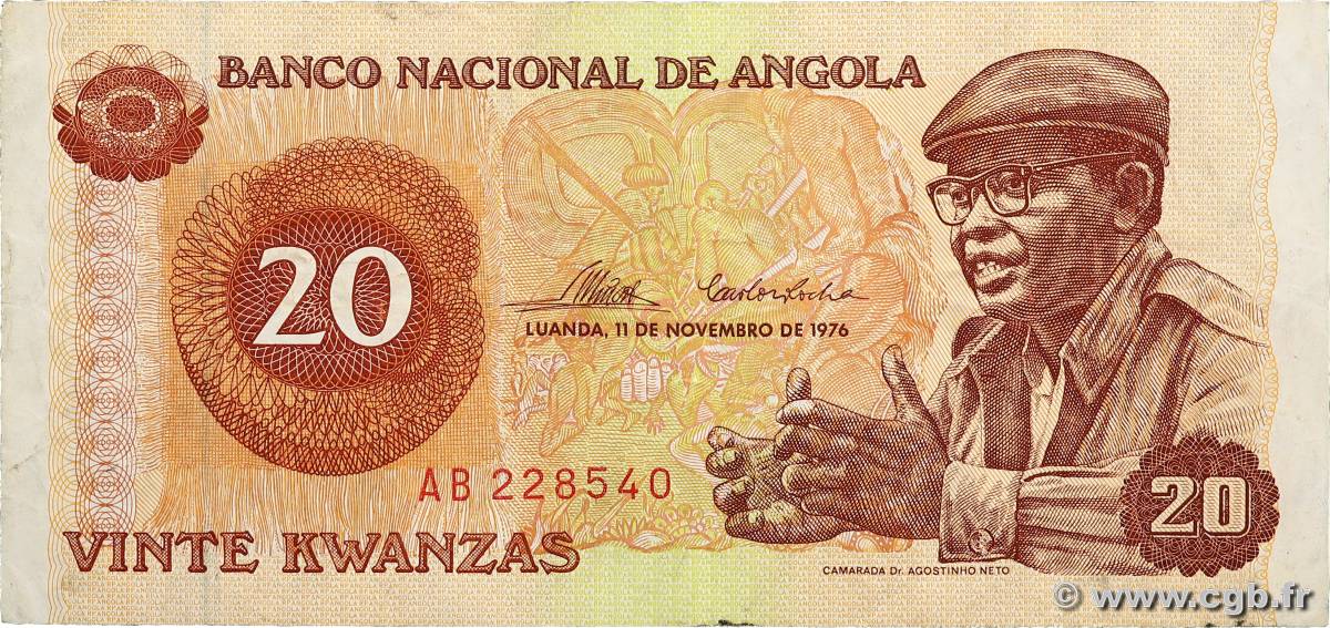 20 Kwanzas ANGOLA  1976 P.109a BC