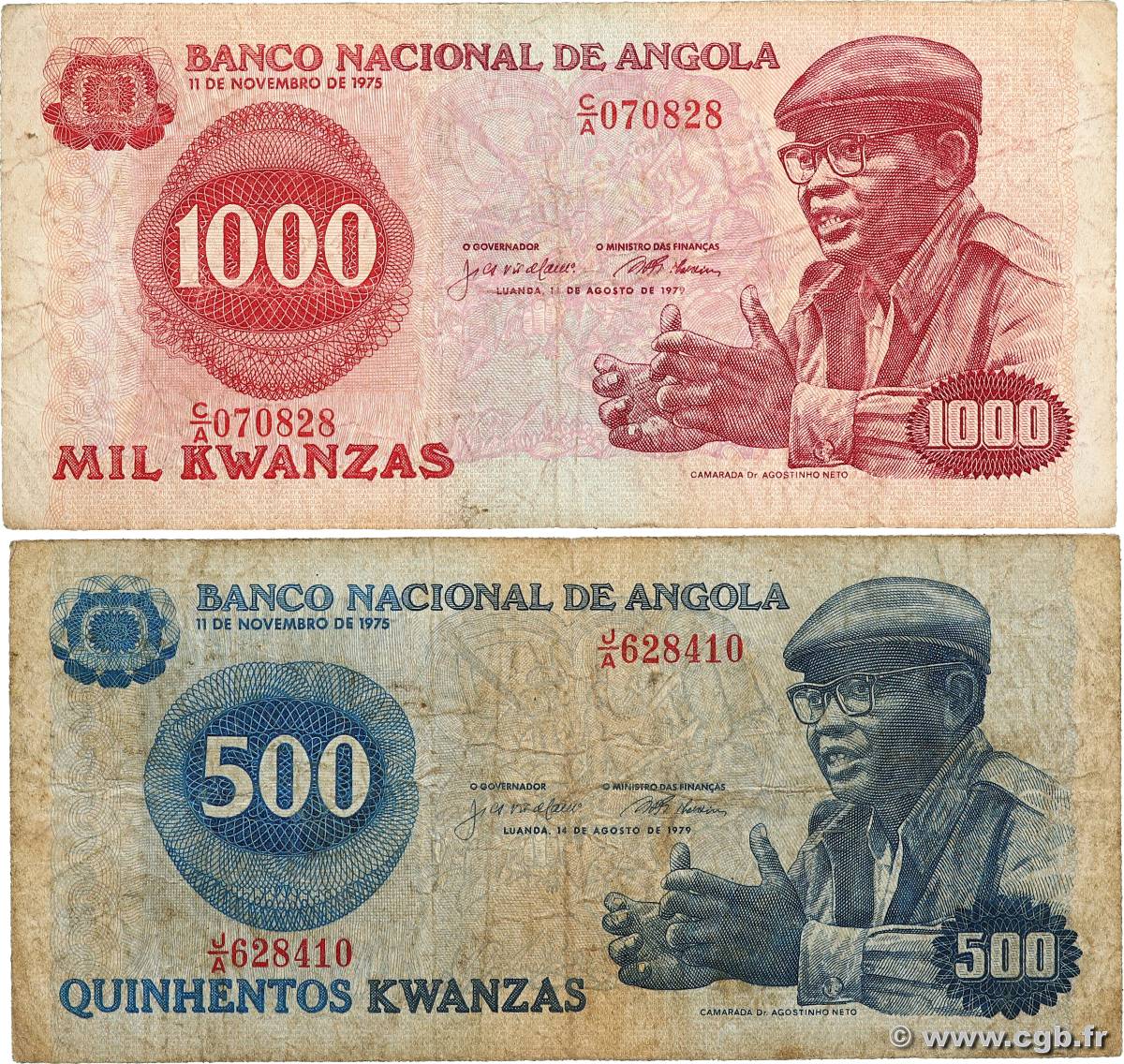 1000 Kwanzas Lot ANGOLA  1979 P.116 et P.117 VG