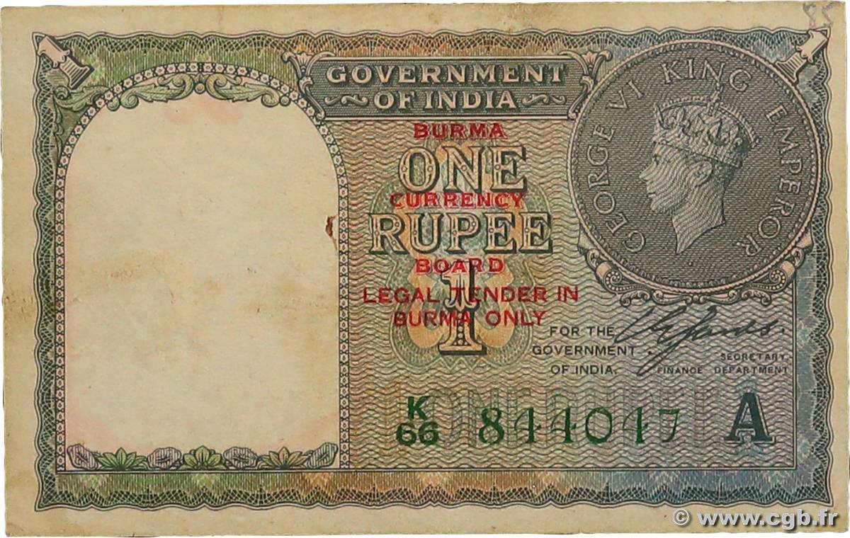 1 Rupee BURMA (VOIR MYANMAR)  1940 P.30 F