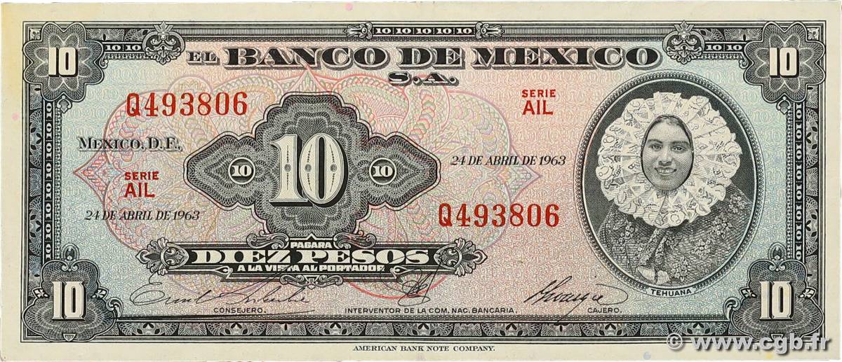 10 Pesos MEXICO  1963 P.058j VZ+