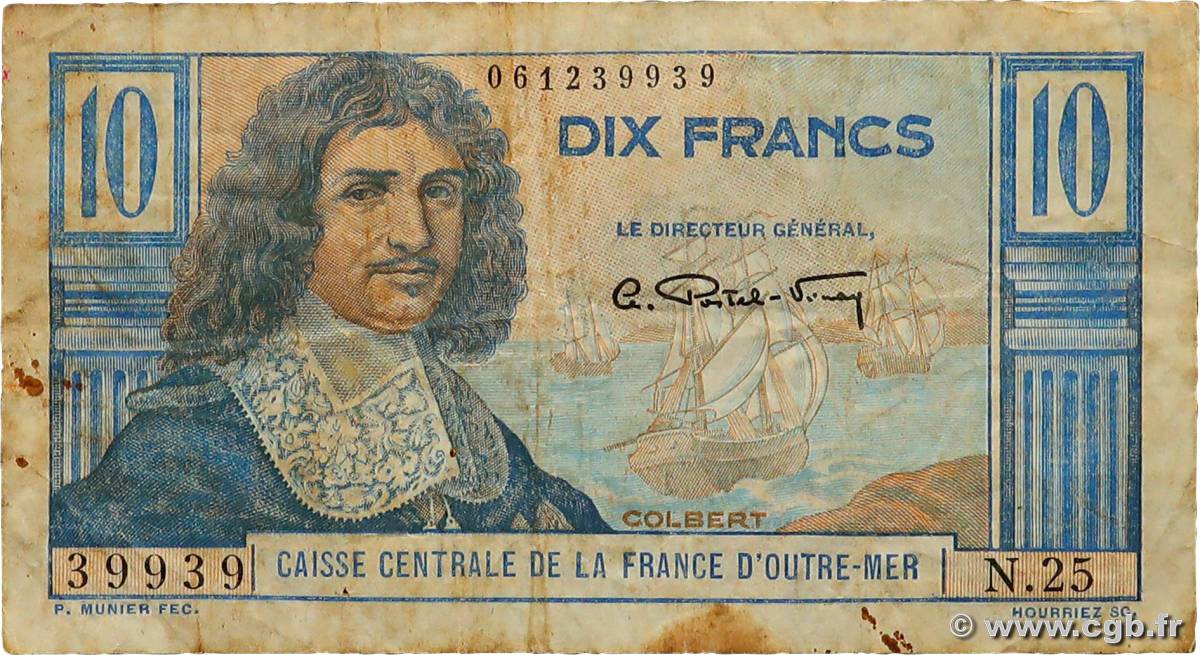 10 Francs Colbert AFRIQUE ÉQUATORIALE FRANÇAISE  1946 P.21 BC+