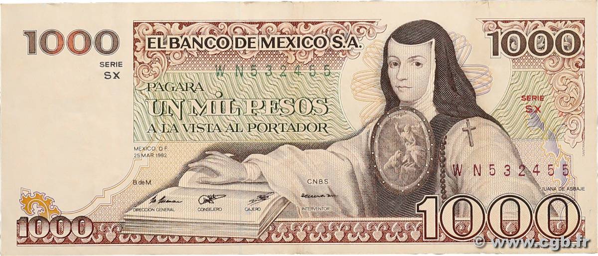 1000 Pesos MEXIQUE  1982 P.076d TTB+