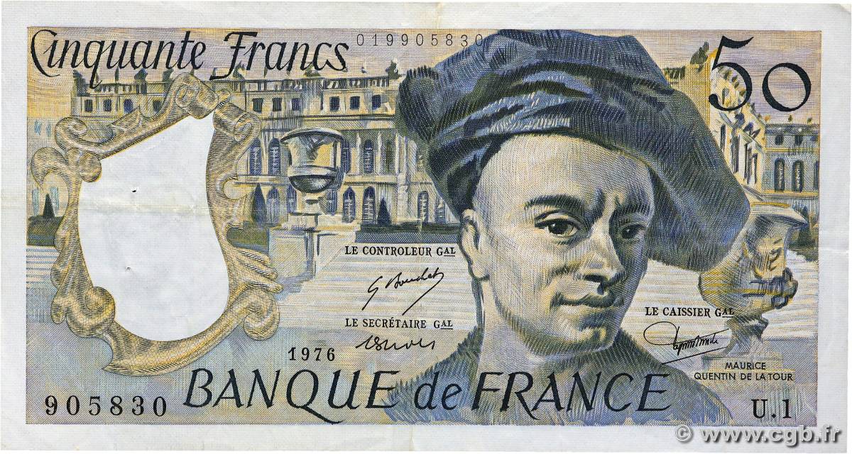 50 Francs QUENTIN DE LA TOUR FRANCE  1976 F.67.01 TTB