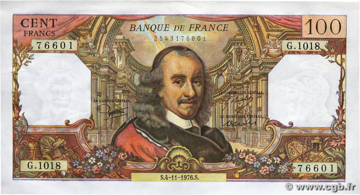 100 Francs CORNEILLE FRANCE  1976 F.65.55 SPL