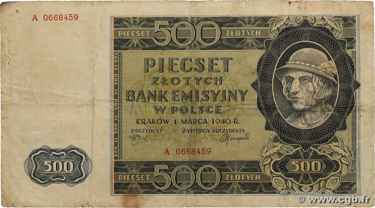 500 Zlotych POLOGNE  1940 P.098 TB