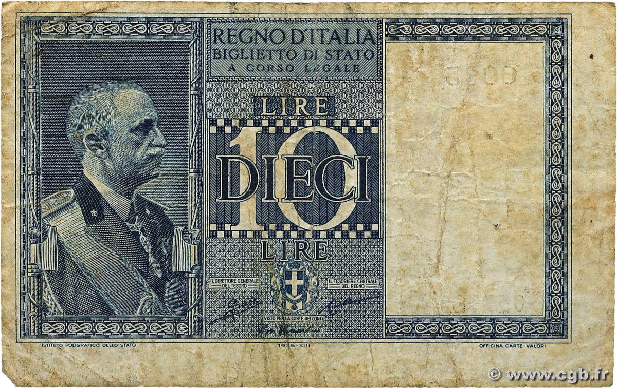 10 Lire ITALIE  1939 P.025a TB