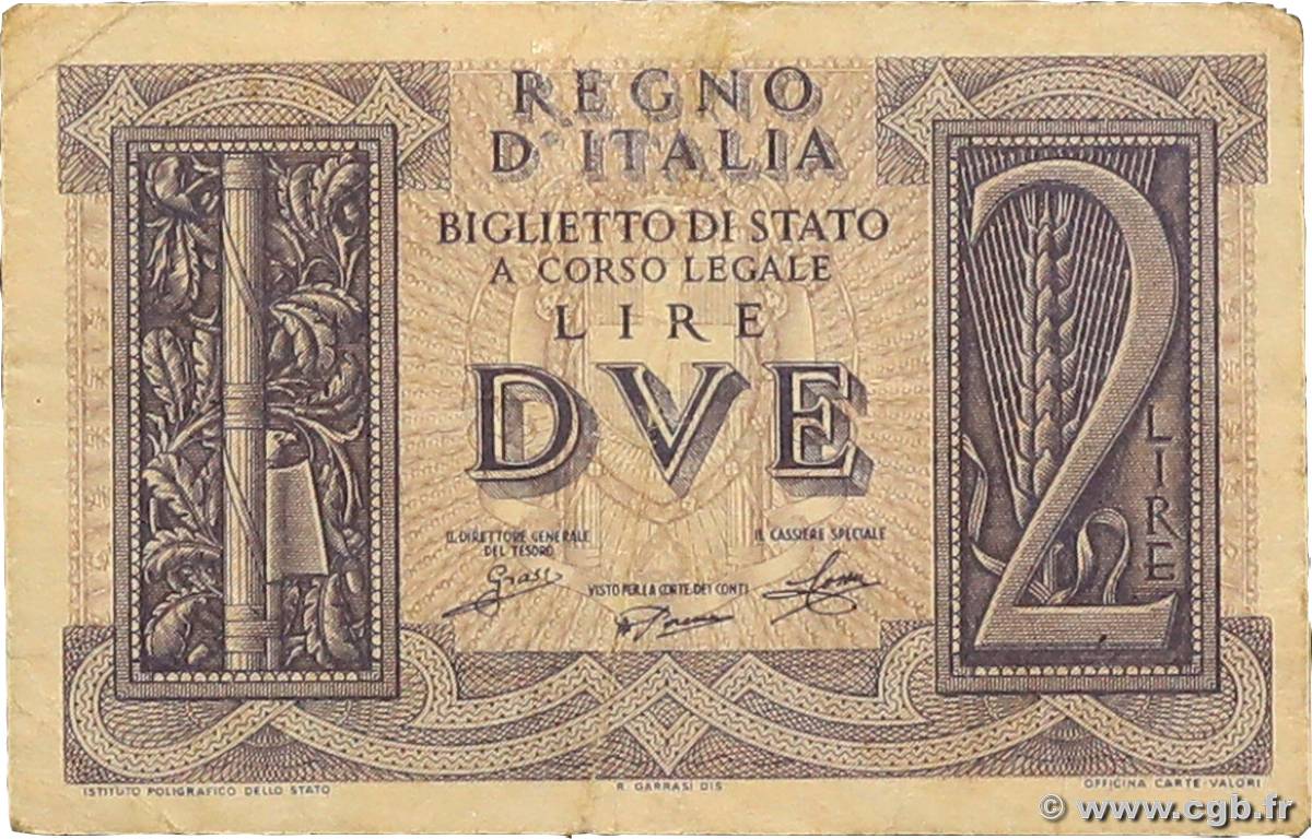 2 Lire ITALY  1939 P.027 F