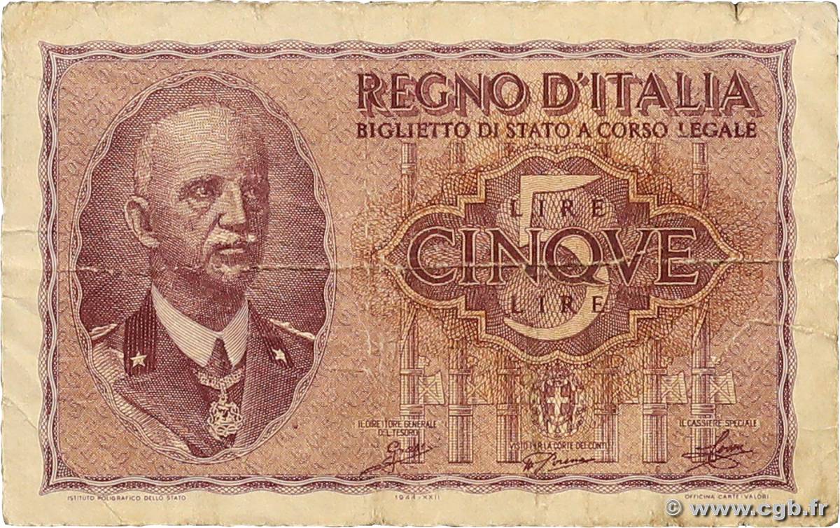 5 Lire ITALY  1944 P.028 G