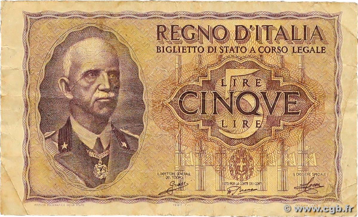 5 Lire ITALIE  1940 P.028 TB