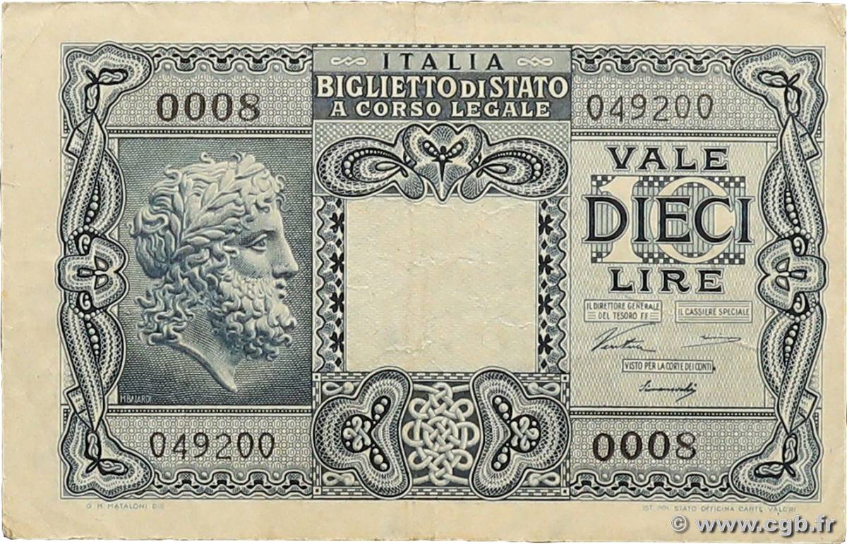 10 Lire ITALIE  1944 P.032a TB