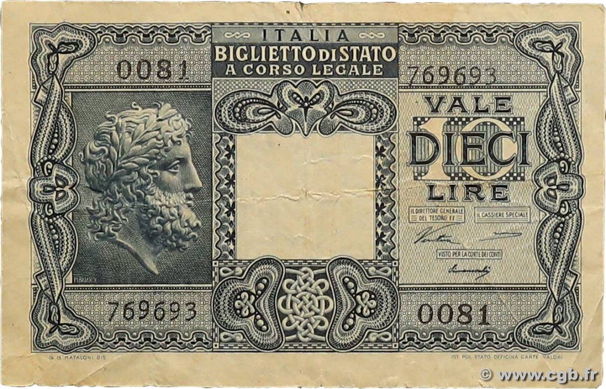 10 Lire ITALIE  1944 P.032a TB