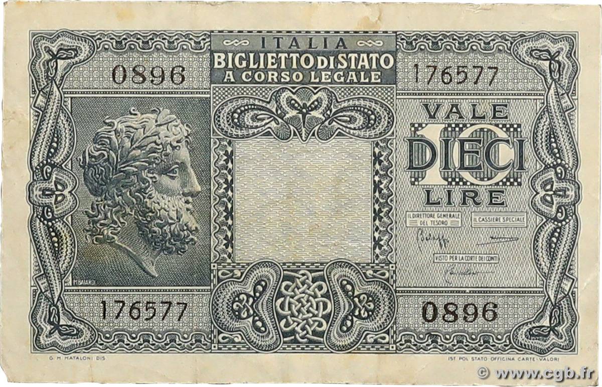 10 Lire ITALIEN  1944 P.032c S