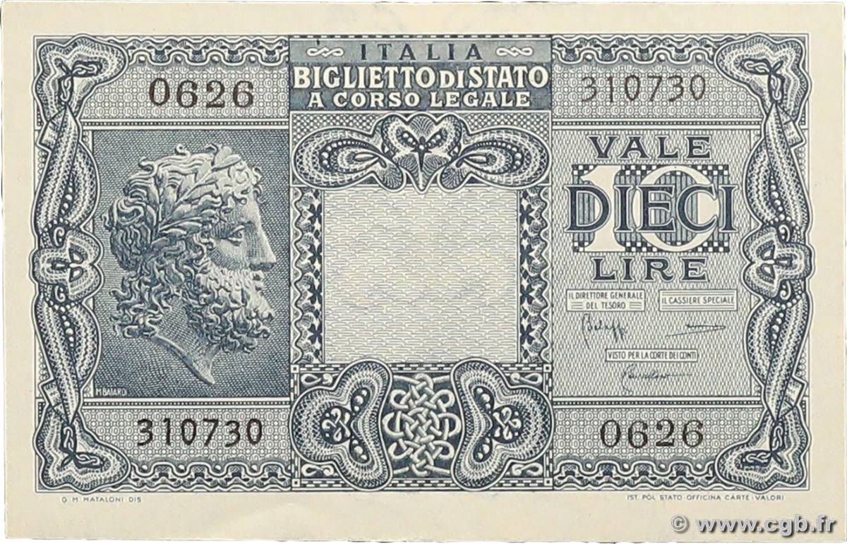 10 Lire ITALY  1944 P.032c XF