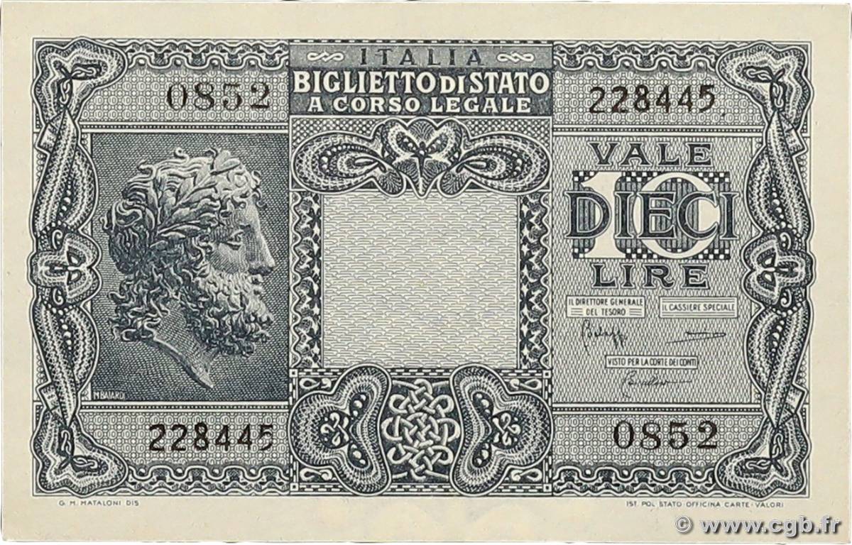 10 Lire ITALY  1944 P.032c XF+