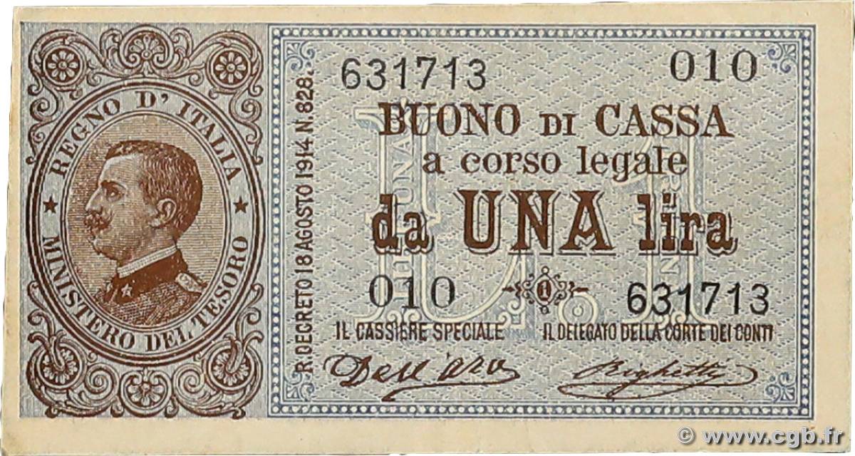 1 Lire ITALY  1914 P.036a VF+
