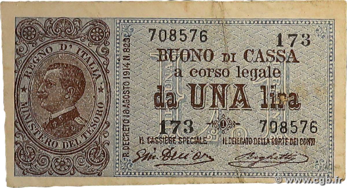 1 Lire ITALY  1914 P.036b F