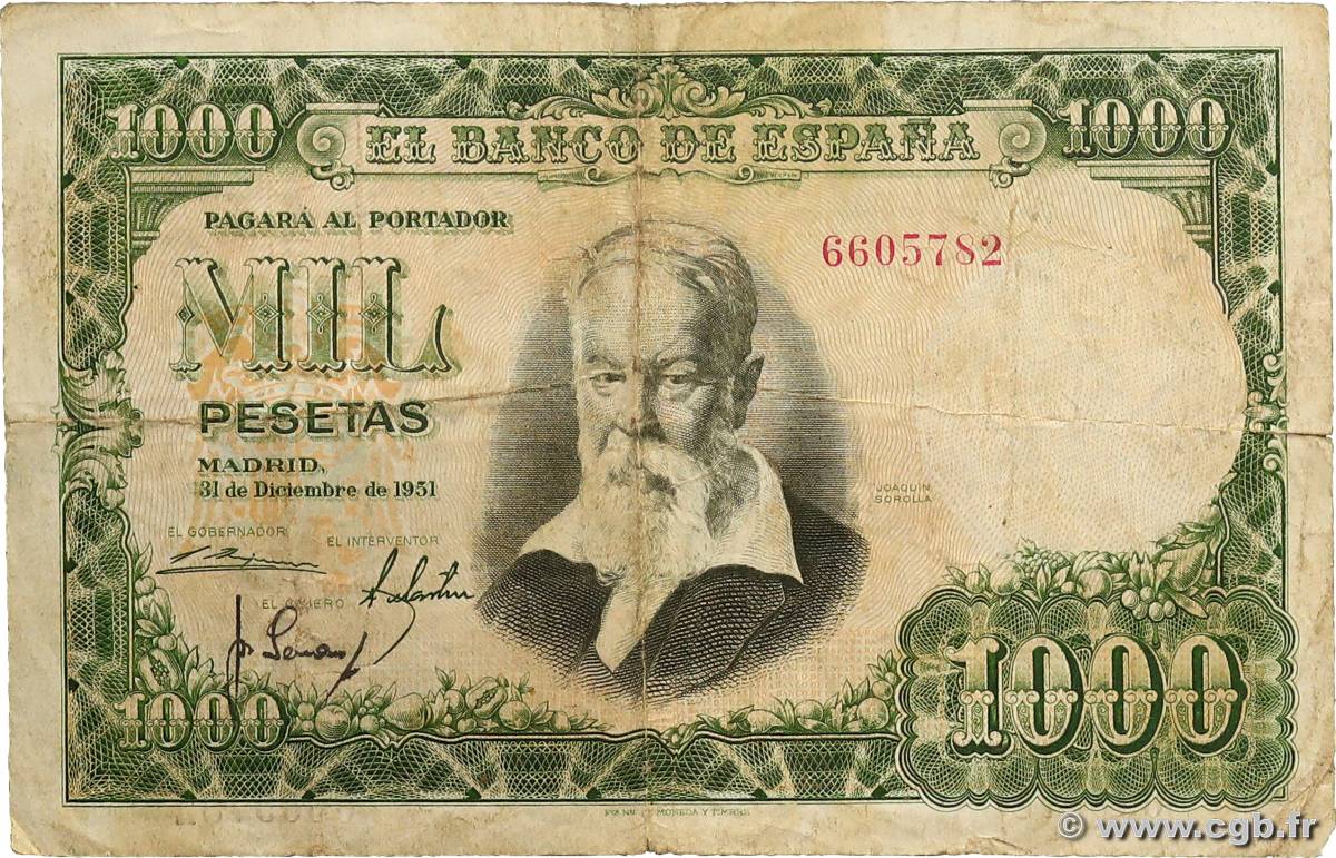 1000 Pesetas ESPAÑA  1951 P.143a RC+