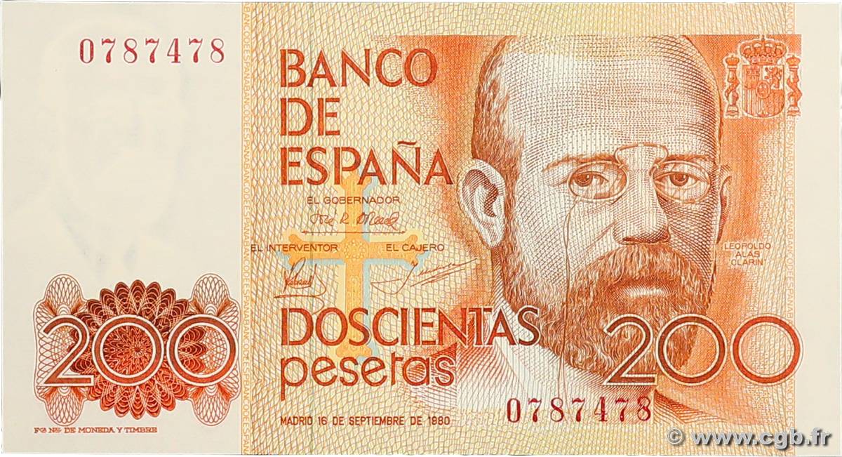 200 Pesetas ESPAÑA  1980 P.156 FDC