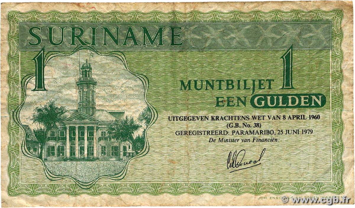 1 Gulden SURINAM  1979 P.116e TB