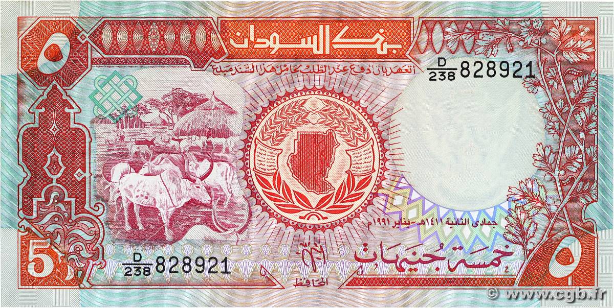 5 Pounds SUDAN  1991 P.45 FDC