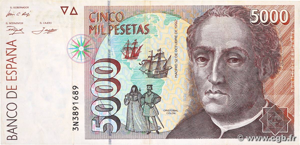 5000 Pesetas ESPAGNE  1992 P.165 TTB+