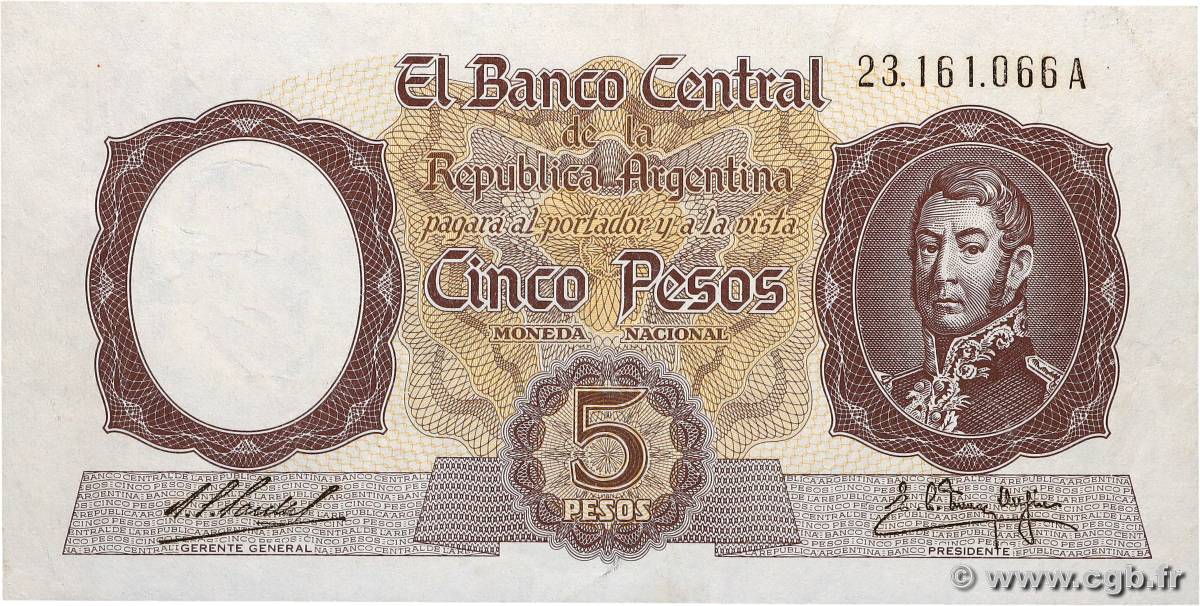 5 Pesos ARGENTINA  1960 P.275a XF+