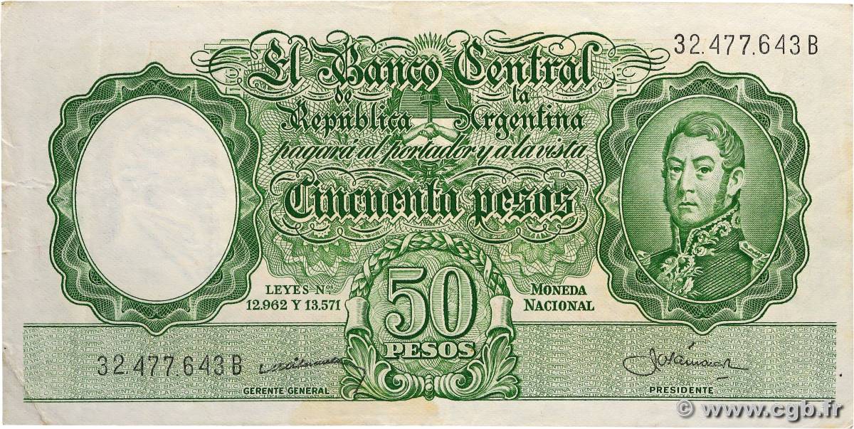 50 Pesos ARGENTINIEN  1955 P.271a fVZ